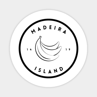 Madeira Island 1419 logo with bananas in black & white Magnet